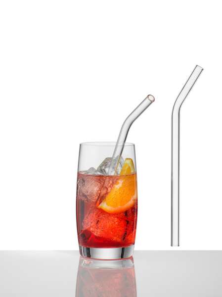 Glass drinking straw: Glass straw bent - for cold & hot drinks