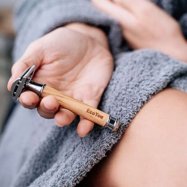 EcoYou shaver olive wood wooden handle - for plastic free bathroom