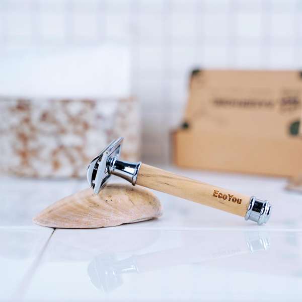 EcoYou shaver olive wood wooden handle - for plastic free bathroom