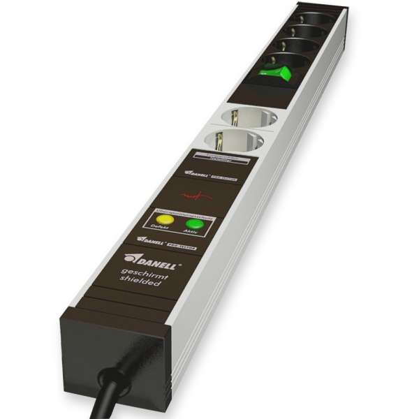 Shielded socket strip with overvoltage protection 6-fold Shielded socket strip with overvoltage protection 6-fold