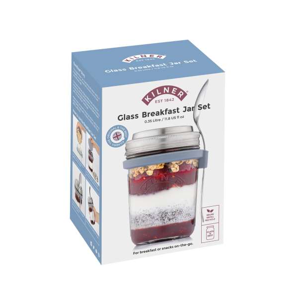 Kilner breakfast glass to go with spoon, 0,35 l