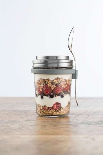 Kilner breakfast glass to go with spoon, 0,35 l