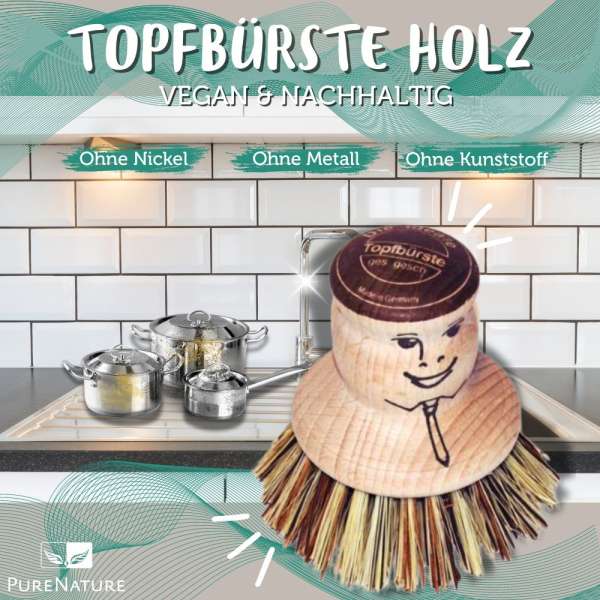 PureNature pot brush wood - vegan & sustainable