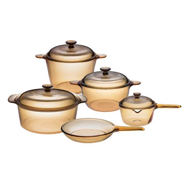 Visions Glass Pots and Pans Set of 5 for Cooking & Serving PureNature