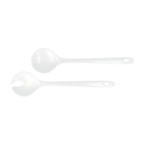 PureNature White Porcelain Salad Spoon and Fork