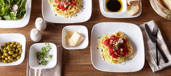 Corelle glass tableware set white - elegant & durable design, 18 pieces