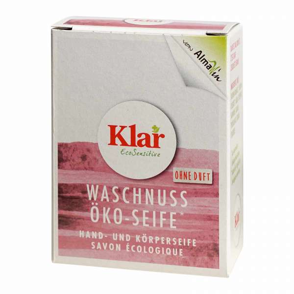 Clear perfume-free soap with soap nut and moisturising vegetable oils