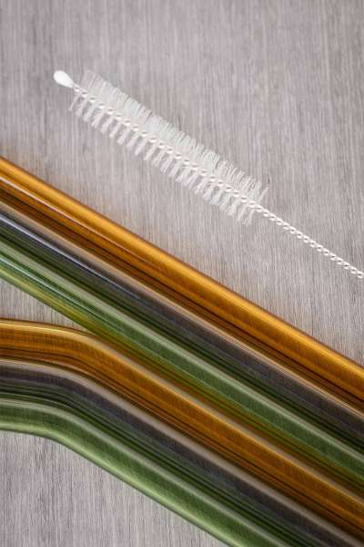 Tranquillo straw set 6 pieces, glass