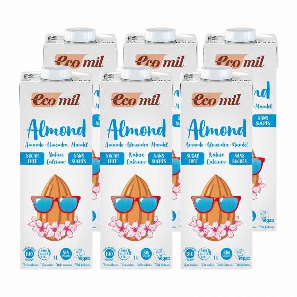 Unsweetened almond milk with calcium from EcoMil - 6 x 1 L Sparpack Unsweetened almond milk with calcium from EcoMil - 6 x 1 L Sparpack