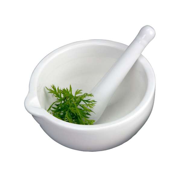 PureNature White Porcelain Mortar & Pestle - 12cm with Spout