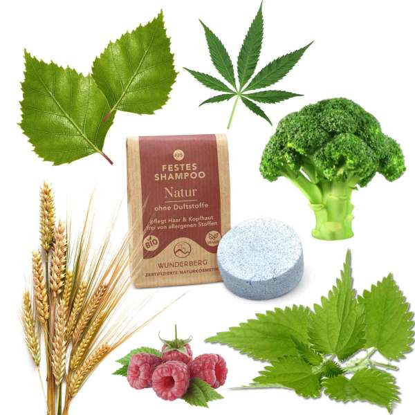Wunderberg solid shampoo, natural, 48 g