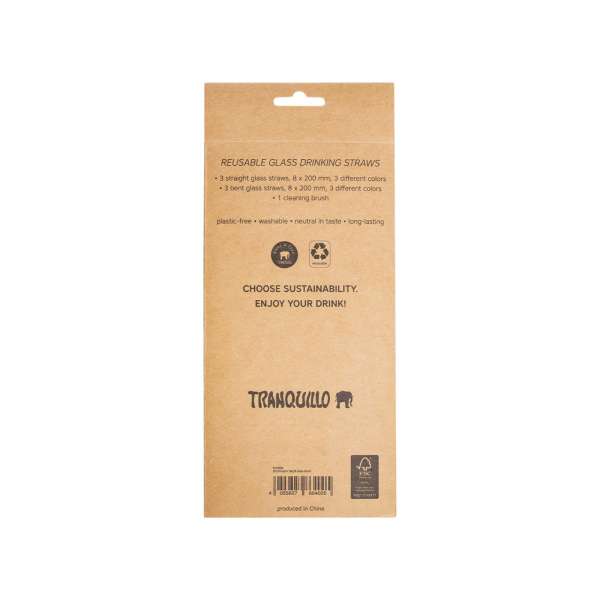 Tranquillo straw set 6 pieces, glass
