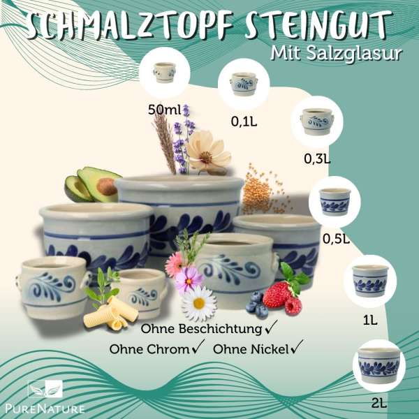 Schmalztopf stoneware with salt glaze in different sizes to buy