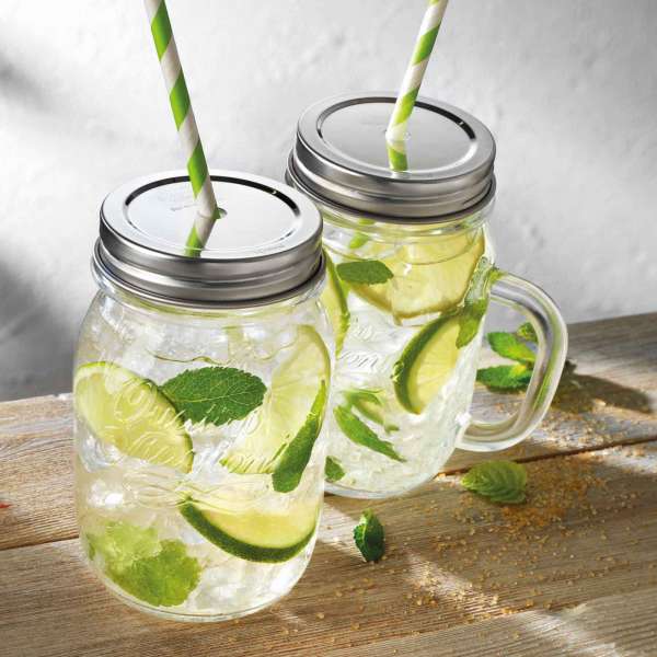 Quattro Stagioni drinking glasses with screw cap and handle