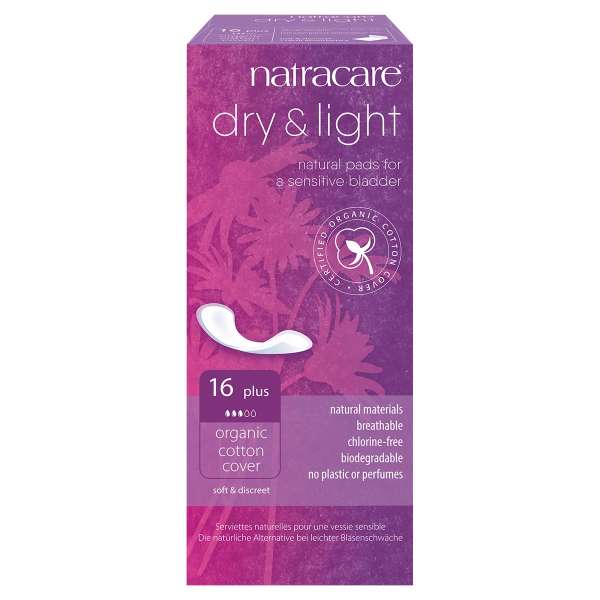 Natracare Dry & Light Plus Insoles for bladder weakness with organic cotton Natracare Dry & Light Plus Insoles for bladder weakness with organic cotton