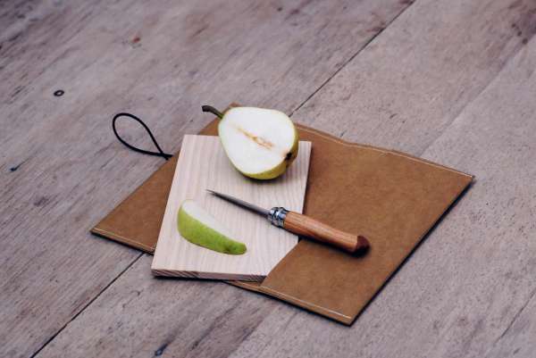 Side by Side Outdoor Cutting board in case, brown