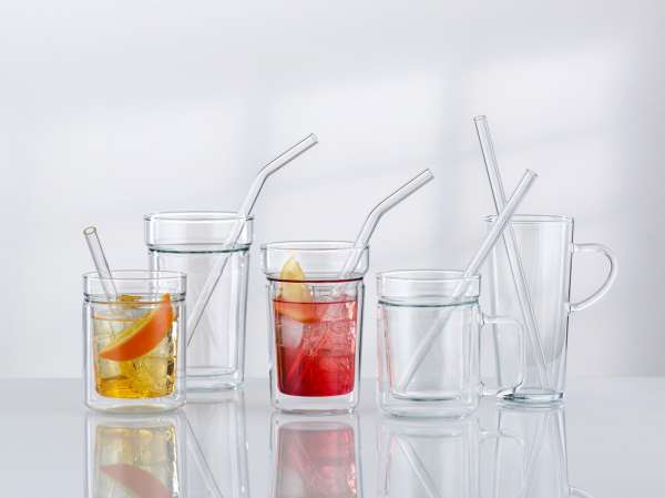 Glass drinking straw: Glass straw bent - for cold & hot drinks