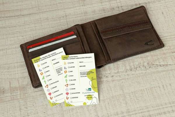 Allergy card with food allergy for ES / IT