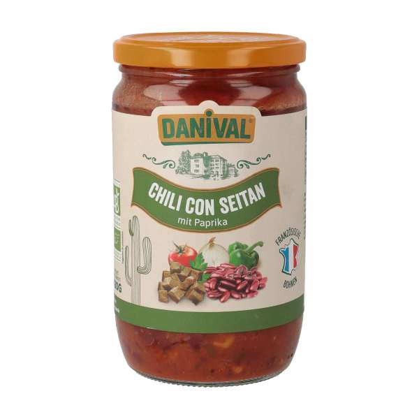 Danival Chili con Seitan - hot organic Chili non Carne in a 525g jar Danival Chili con Seitan - hot organic Chili non Carne in a 525g jar