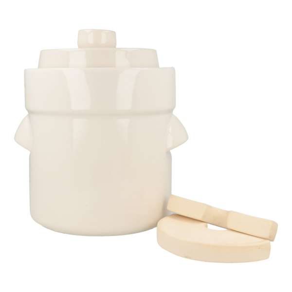 PureNature rum pot/fermenting pot straight, with stone, cream colored