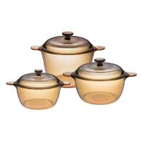 Visions Glass Cookware - Set of 3 Casserole Dishes with Lids Visions Glass Cookware - Set of 3 Casserole Dishes with Lids