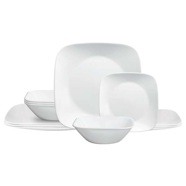 Corelle glass tableware set white - elegant & durable design, 18 pieces Corelle glass tableware set white - elegant & durable design, 18 pieces