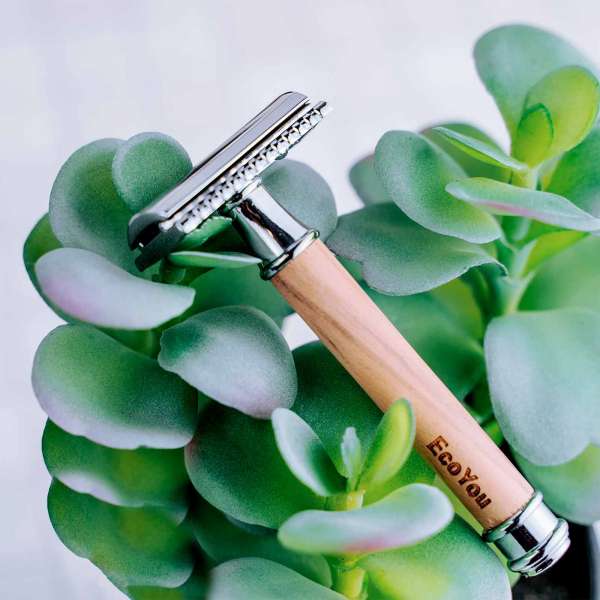 EcoYou shaver olive wood wooden handle - for plastic free bathroom