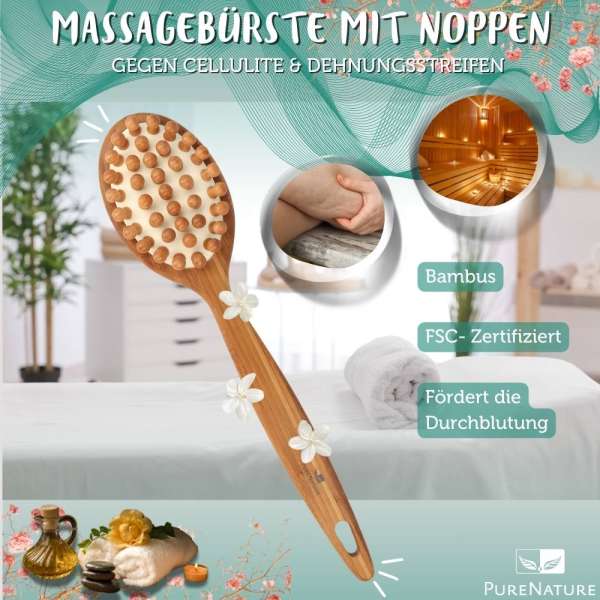 Bamboo Massage Brush Long