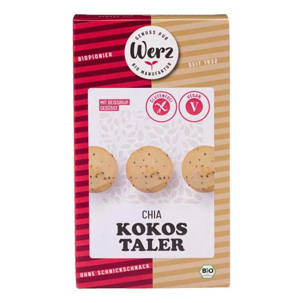 Werz Chia Taler gluten-free - Vegan organic biscuits with coconut Werz Chia Taler gluten-free - Vegan organic biscuits with coconut