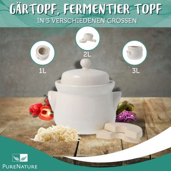 PureNature Mini Fermenting Pots - Fermenting Pot for Sauerkraut