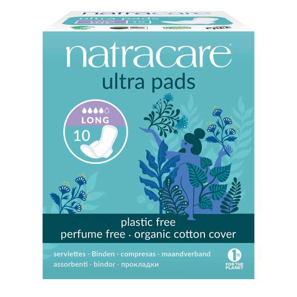 Natracare Natural Sanitary Pads ultra long with wings, 10 pieces Natracare Natural Sanitary Pads ultra long with wings, 10 pieces