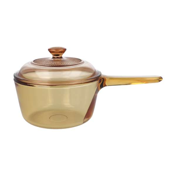 Visions Pans Glass Cooking Dish - Spouted 1L Saucepan & Lid