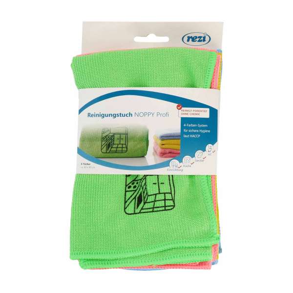 Rezi microfiber cloth Noppy Profi in set of 4 with pictogram Rezi microfiber cloth Noppy Profi in set of 4 with pictogram