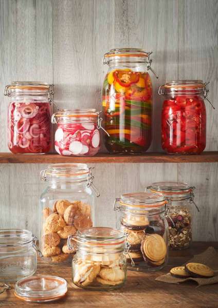 Kilner spice jars set with wooden shelf and 6 iron jars