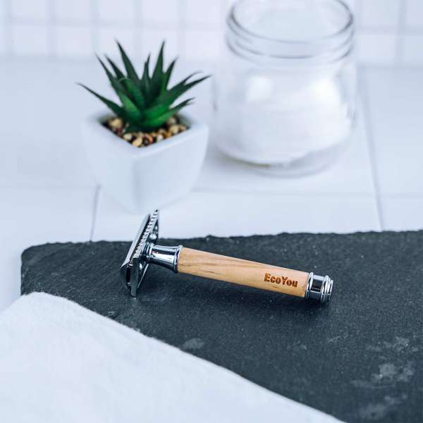 EcoYou shaver olive wood wooden handle - for plastic free bathroom