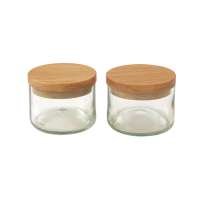 Side by Side - Glass jar with wooden lid for salt & spices - set of 2 Side by Side - Glass jar with wooden lid for salt & spices - set of 2