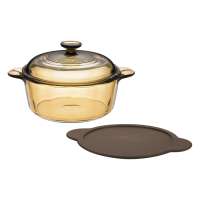 Visions Glass Casserole Dish with Lid & Airtight Plastic Cover Visions Glass Casserole Dish with Lid & Airtight Plastic Cover