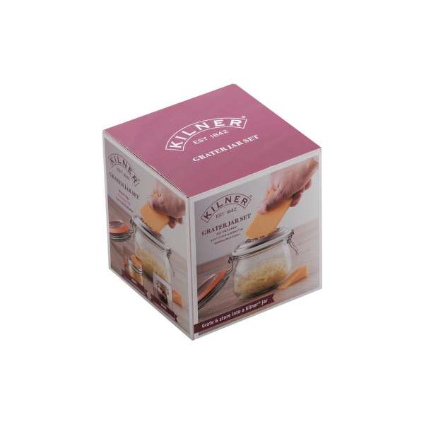 Kilner stainless steel grater with hanger glass