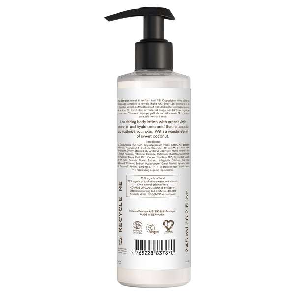 Urtekram body lotion coconut in 245ml dispenser- EcoCert Bio certified