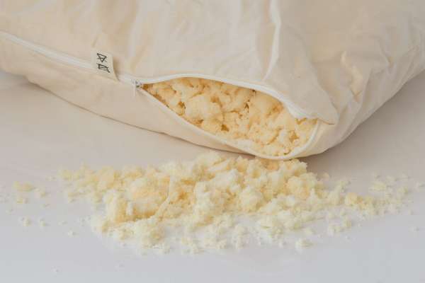 PureNature latex flock pillow with quilted organic cotton cover