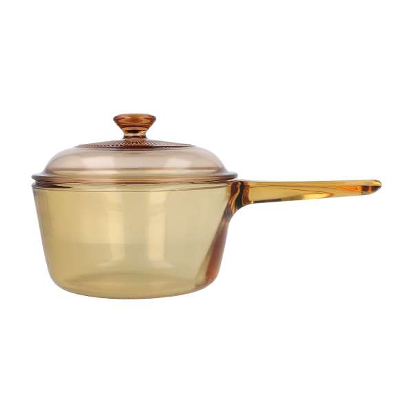 Visions Pans Glass Cooking Dish - Spouted 1L Saucepan & Lid