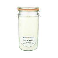 Candle in a preserving jar made of low soot vegetable stearin Candle in a preserving jar made of low soot vegetable stearin