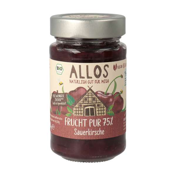 Allos Pure Fruit - Sour Cherry Fruit Spread - Organic & Vegan Allos Pure Fruit - Sour Cherry Fruit Spread - Organic & Vegan