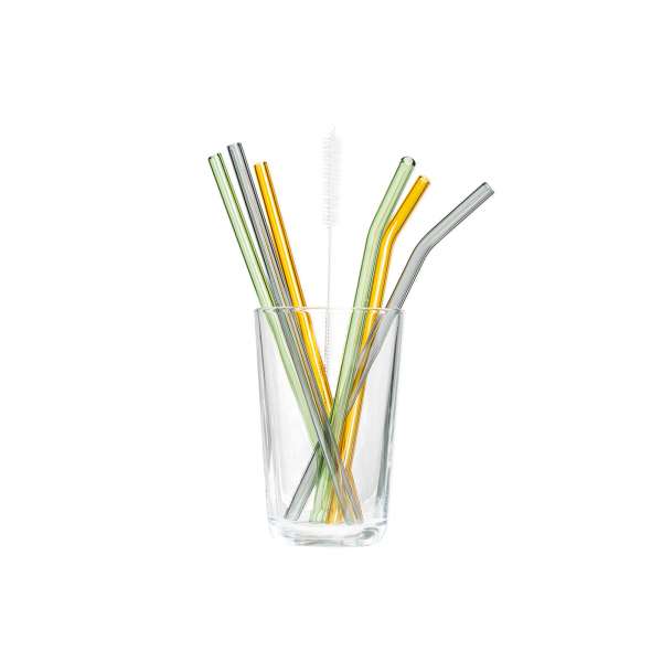 Tranquillo straw set 6 pieces, glass