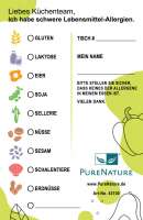 PureNature allergy card in language DE / EN PureNature allergy card in language DE / EN