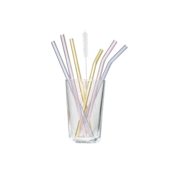 Tranquillo straw set 6 pieces, glass
