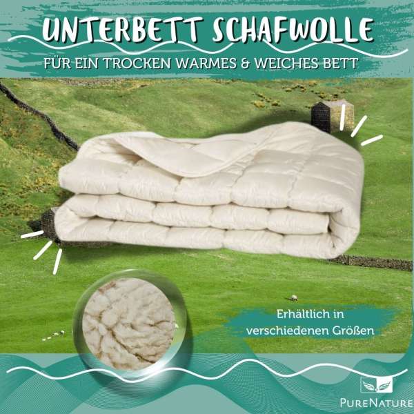 PureNature underblanket sheep wool for a dry warm & soft bed
