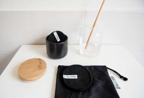 EcoYou make-up remover pads black - set of 10 made from organic cotton