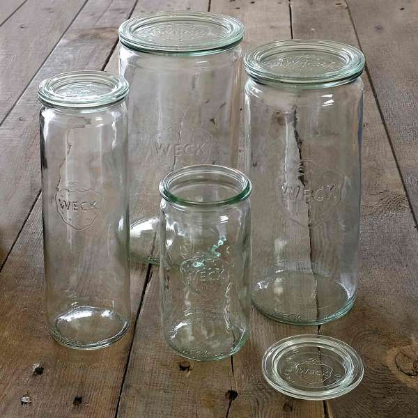 Weck cylinder glass with lid for cooking food