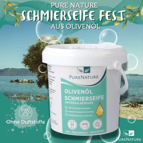 PureNature soft soap solid - from olive oil without fragrance